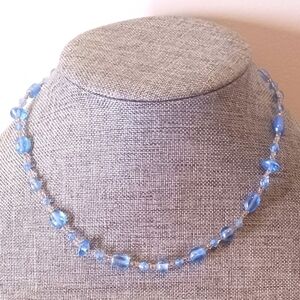 Baby Blue Glass Necklace - New Item (16")